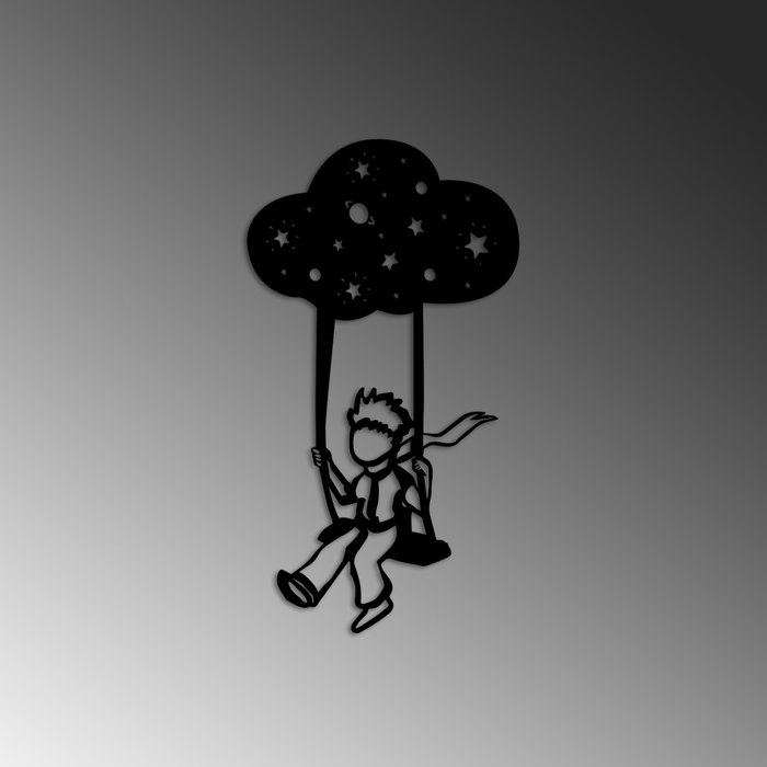 Wallity The Little Prince 6 Escultura de Pared en Metal Negro
